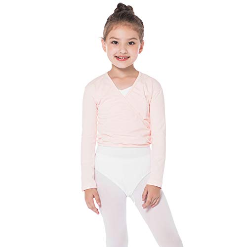 Bezioner Kinder Ballett Wickeljacke Gymnastik Tanz Ballettjacke Lange Ärmel für Mädchen Damen Rosa XL von Bezioner