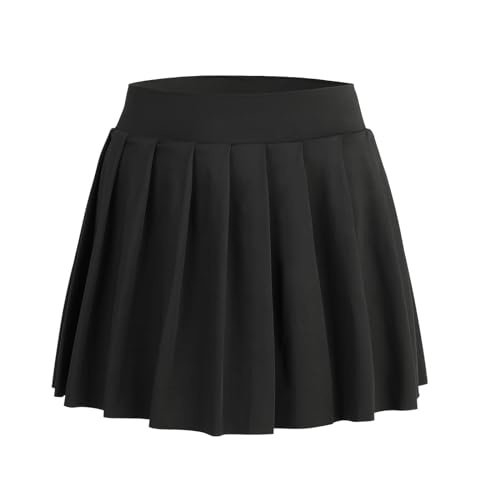 Bezioner Mädchen Tennisrock,Faltenrock mit Taschen Innenhose,Golf Skorts Plissierte Skater Sportrock Kinder Minirock Schuluniform Schwarz XL(10-12 Jahre,130–150 cm) von Bezioner