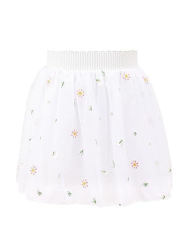 Bezioner Röcke für Mädchen Gestickt Tüllrock Kinder 4 Schichten Tutu mit Futter für Geburtstag Party Festival Weiß M (2-6 Jahre) von Bezioner