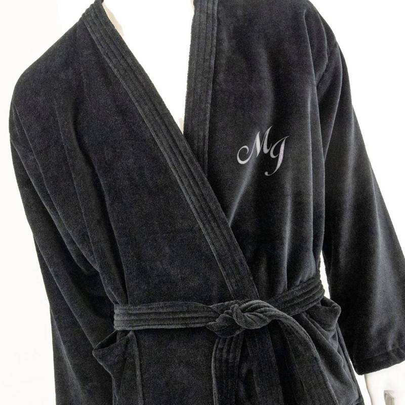 Personalisierter, Mit Monogramm Und Namen Laminierter Schwarzer Kimono-Bademantel von BgEurope