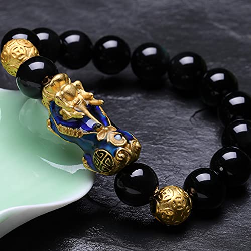 BgnEhRfL Herren-Armbänder, Obsidian-Armband, Natürliche Achate Tyger's Eye Perlen Armband Reiki Meditation Abwehr böser Geister bringen Wohlstand,C,12MM (Color : A_10MM) von BgnEhRfL