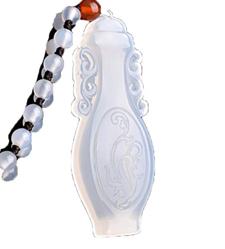 BgnEhRfL Jade,Anhänger-Halskette, EIS Typ Weiß Chalcedon Vase Jade Anhänger Achat Retro Sicher Frauen Anhänger Halskette Pullover Kette Jade Tragen von BgnEhRfL