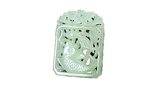 BgnEhRfL Jade,Anhänger-Halskette, Natürliche Jade Hohl-Out Karpfen Lin Lin Jade Halskette Anhänger for Jahre Mehr Männer und Wretro Nationalen Stil Jade von BgnEhRfL