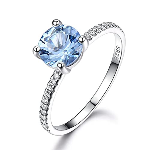 Edelsteinring, Kristallring, Verlobungsring, Himmelblauer Topas-Edelstein, 925er-Sterlingsilber, Ringe for Frauen, Eheringe, Verlobungsgeschenk, edler Schmuck, Partygeschenk ( Color : Sky Blue Topaz , von BgnEhRfL