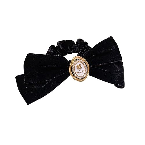 Haargummis,Scrunchies, Herbst und Winter Haarschmuck Seil Retro Perlen Blumen Samt Haar gebunden Pferdeschwanz Kopfschmuck(White) von BgnEhRfL