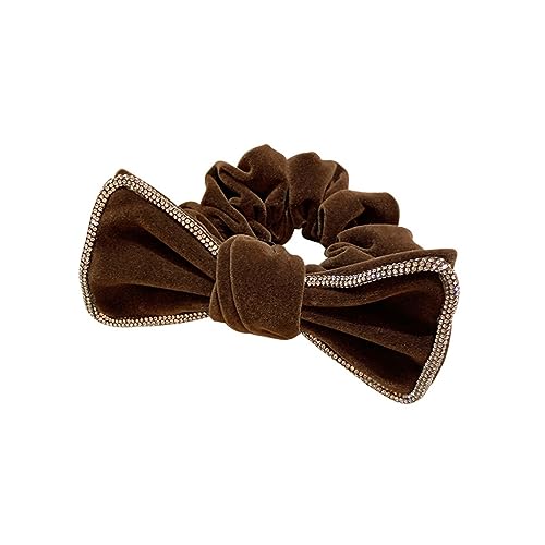 Haargummis,Scrunchies, Kopfschmuck Kurzer Samt Wasserbohrer Süßes Temperament Herbst Winter Krawatte Haar Haarkreis(Brown) von BgnEhRfL