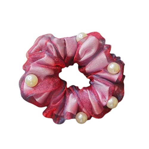 Haargummis,Scrunchies, Koreanische Version der Haarschmuck Imitation Perle Nagel Perle Haar gebunden Pferdeschwanz Haar Seil Blume(Pink) von BgnEhRfL
