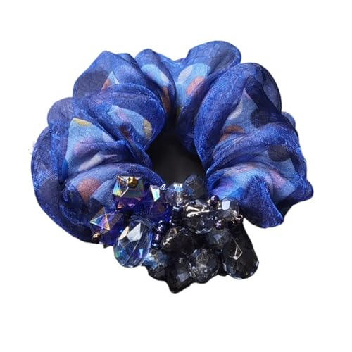 Haargummis,Scrunchies, Perlen Haarschmuck Tuch Kunst Haar Kreis Weibliche Pferdeschwanz Haar Seil Haut Ball Kopfhaut Abdeckung(Blue) von BgnEhRfL