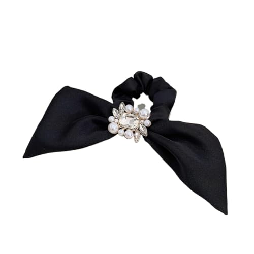 Haargummis,Scrunchies, Retro Temperament Perle Diamant Schnalle Satin Simulation Seide Gebunden Haar Seil Haar(Coffee color) von BgnEhRfL