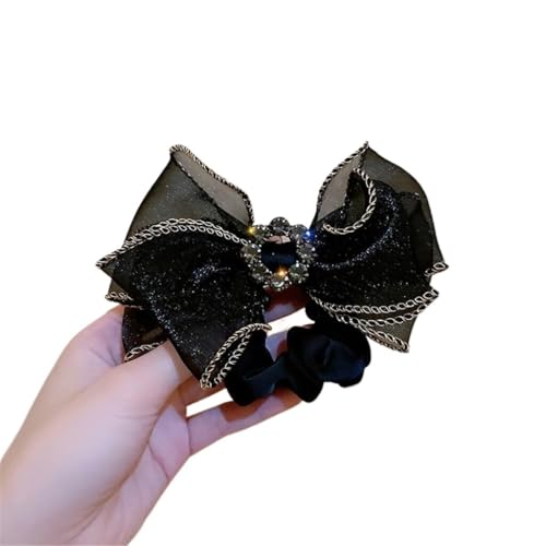 Haargummis,Scrunchies, Wasser Bit Seil Kopfschmuck Temperament Ball Kopfhaut Sehne Mesh Garn Haar Seil Haar(Black) von BgnEhRfL