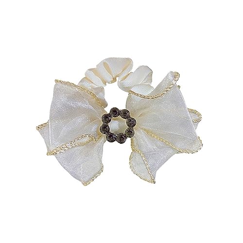 Haargummis,Scrunchies, Wasser Bit Seil Kopfschmuck Temperament Ball Kopfhaut Sehne Mesh Garn Haar Seil Haar(White) von BgnEhRfL