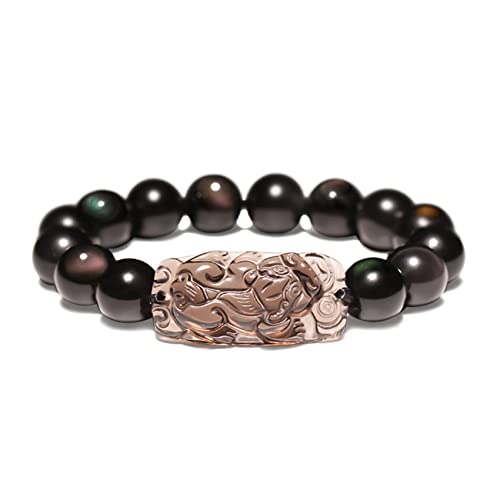 Herren-Armbänder, Obsidian-Armband, Natürliches goldenes Obsidian-Spirituelles Chakra-Armband, Amulett, Glücksbringer, verstellbares Abwehrarmband for Männer und Frauen, Stil D, 12 mm ( Color : Style von BgnEhRfL