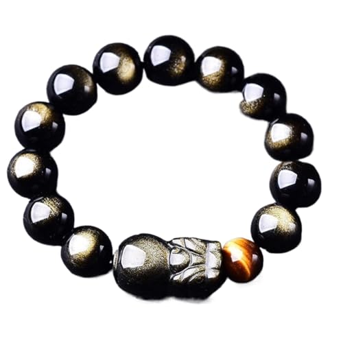 Herren-Armbänder, Obsidian-Armband, Pi Yao-Armband, goldenes gelbes Tigerauge-Armband, viel Glück for Männer, Reichtumsarmbänder, Abwehr des Bösen, Talisman for Wohlstand, Geld, metaphysischer Schmuck von BgnEhRfL