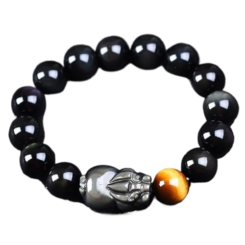 Herren-Armbänder, Obsidian-Armband, Pi Yao-Armband, goldenes gelbes Tigerauge-Armband, viel Glück for Männer, Reichtumsarmbänder, Abwehr des Bösen, Talisman for Wohlstand, Geld, metaphysischer Schmuck von BgnEhRfL