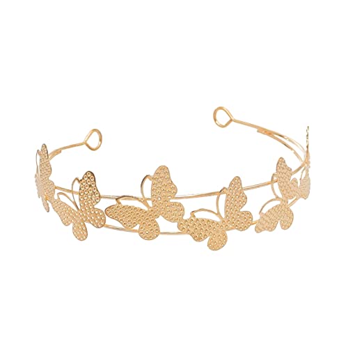 Tiara, Prinzessin Krone, Hochzeit Tiara Prinzessin Gold Farbe Stirnband Kopfschmuck Krone Tiara Kopfschmuck Göttin Kopf Braut Hochzeit Haarschmuck (Farbe: C) (Color : 1002gold) von BgnEhRfL