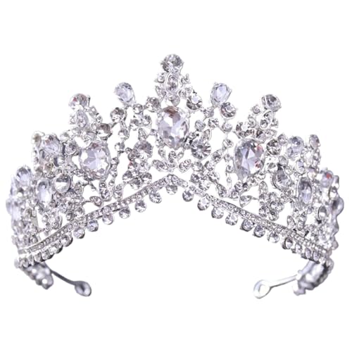 Tiara, Prinzessin Krone, Hochzeit Tiara Prinzessin Kristall Hochzeit Krone Silber Farbe Strass Braut Tiara Krone Kopfschmuck Haarschmuck Frauen Braut Kopfschmuck (Farbe: Stil K Silber) (Color : Style von BgnEhRfL