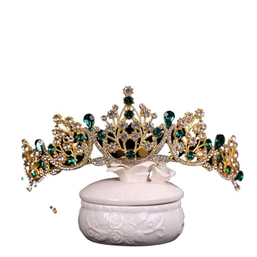 Tiara, Prinzessinnenkrone, Hochzeit Tiara Prinzessin Goldene Krone Braut Kopfschmuck Mode Hochzeit Frisur Zubehör Damen Prinzessin Kristall Perlen Kopfschmuck Geburtstagskrone (Farbe: Rot) (Color : G von BgnEhRfL