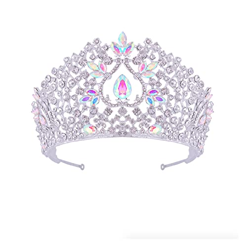 Tiara, Prinzessinnenkrone, Hochzeit Tiara Prinzessin Große Kronen Kristall Braut Tiaras Strass Festzug Diadem Party Hochzeiten Haarschmuck (Farbe: Gold) (Color : Ab Sliver Style2) von BgnEhRfL