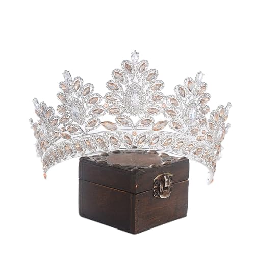 Tiara, Prinzessinnenkrone, Hochzeit Tiara Prinzessin Große Kronen Kristall Braut Tiaras Strass Festzug Diadem Party Hochzeiten Haarschmuck (Farbe: Gold) (Color : Champagne Sliver) von BgnEhRfL