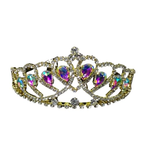 Tiara, Prinzessinnenkrone, Hochzeit Tiara Prinzessin Kristall Krone Hochzeit Braut Frauen Haarschmuck for Mädchen Geburtstag Mode Kopfschmuck Braut Tiara Clip (Farbe: LIN032B) (Color : Lin032a) von BgnEhRfL