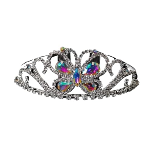 Tiara, Prinzessinnenkrone, Hochzeit Tiara Prinzessin Kristall Krone Hochzeit Braut Frauen Haarschmuck for Mädchen Geburtstag Mode Kopfschmuck Braut Tiara Clip (Farbe: LIN032B) (Color : Lin507f) von BgnEhRfL