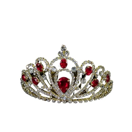 Tiara, Prinzessinnenkrone, Hochzeit Tiara Prinzessin Krone Haarschmuck Braut Hochzeit Kopfschmuck Kristall Prinzessin Krone (Farbe: Goldrot) (Color : Gold Red) von BgnEhRfL