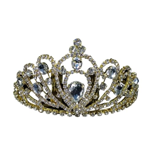 Tiara, Prinzessinnenkrone, Hochzeit Tiara Prinzessin Krone Haarschmuck Braut Hochzeit Kopfschmuck Kristall Prinzessin Krone (Farbe: Goldrot) (Color : Gold White) von BgnEhRfL