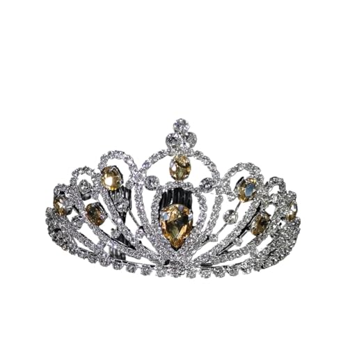 Tiara, Prinzessinnenkrone, Hochzeit Tiara Prinzessin Krone Haarschmuck Braut Hochzeit Kopfschmuck Kristall Prinzessin Krone (Farbe: Goldrot) (Color : Silver Champagne) von BgnEhRfL