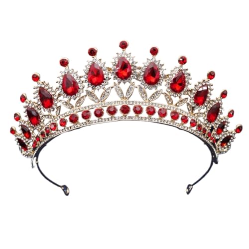 Tiara, Prinzessinnenkrone, Hochzeit Tiara Prinzessin Vintage Kristall Braut Krone Frauen Kopfschmuck Braut Tiaras und Kronen Hochzeit Haarschmuck Zubehör Krone (Farbe: Silber) (Color : Full Red) von BgnEhRfL