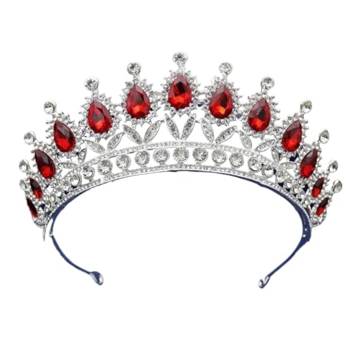 Tiara, Prinzessinnenkrone, Hochzeit Tiara Prinzessin Vintage Kristall Braut Krone Frauen Kopfschmuck Braut Tiaras und Kronen Hochzeit Haarschmuck Zubehör Krone (Farbe: Silber) (Color : Silver Red) von BgnEhRfL