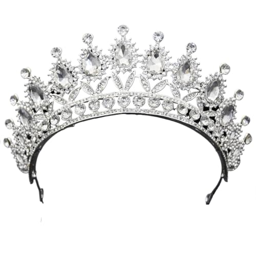 Tiara, Prinzessinnenkrone, Hochzeit Tiara Prinzessin Vintage Kristall Braut Krone Frauen Kopfschmuck Braut Tiaras und Kronen Hochzeit Haarschmuck Zubehör Krone (Farbe: Silber) (Color : Silver White) von BgnEhRfL