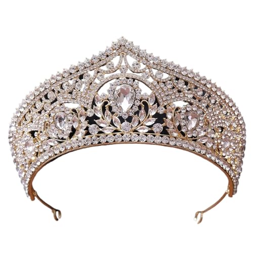 Tiara, Prinzessinnenkrone, Hochzeits-Tiara, Prinzessin, goldfarben, Krone, Haarschmuck, Luxus-Kristall-Tiara for Frauen, Hochzeit, Kopfschmuck, Braut-Haarschmuck (Farbe: Weißgold) (Color : White Gold von BgnEhRfL