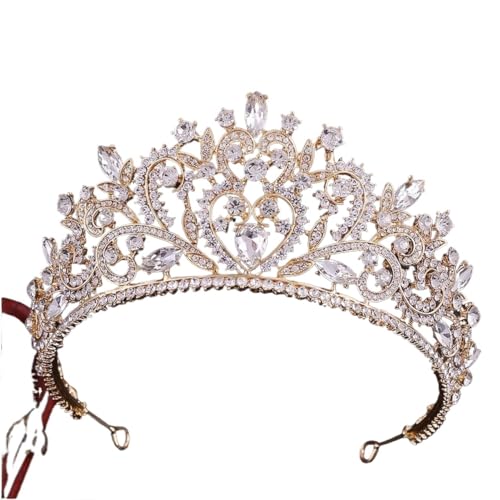 Tiara, Prinzessinnenkrone, Hochzeits-Tiara, Prinzessin, goldfarben, Krone, Haarschmuck, Luxus-Kristall-Tiara for Frauen, Hochzeit, Kopfschmuck, Braut-Haarschmuck (Farbe: Weißgold) (Color : White Gold von BgnEhRfL