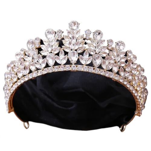 Tiara, Prinzessinnenkrone, Hochzeits-Tiara, Prinzessin, goldfarben, Krone, Haarschmuck, Luxus-Kristall-Tiara for Frauen, Hochzeit, Kopfschmuck, Braut-Haarschmuck (Farbe: Weißgold) (Color : White Gold von BgnEhRfL