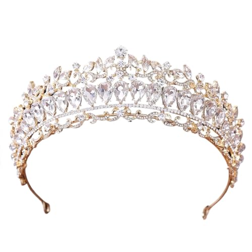 Tiara, Prinzessinnenkrone, Hochzeits-Tiara, Prinzessin, goldfarben, Krone, Haarschmuck, Luxus-Kristall-Tiara for Frauen, Hochzeit, Kopfschmuck, Braut-Haarschmuck (Farbe: Weißgold) (Color : White Gold von BgnEhRfL