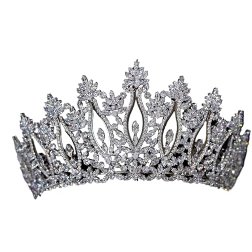 Tiara, Prinzessinnenkrone, Hochzeits-Tiara, Prinzessinnen-Diademe und Kronen for Frauen, luxuriöse CZ-Königin-Krone, Braut- und Hochzeit-Haarschmuck, Kristall-Kopfschmuck von BgnEhRfL