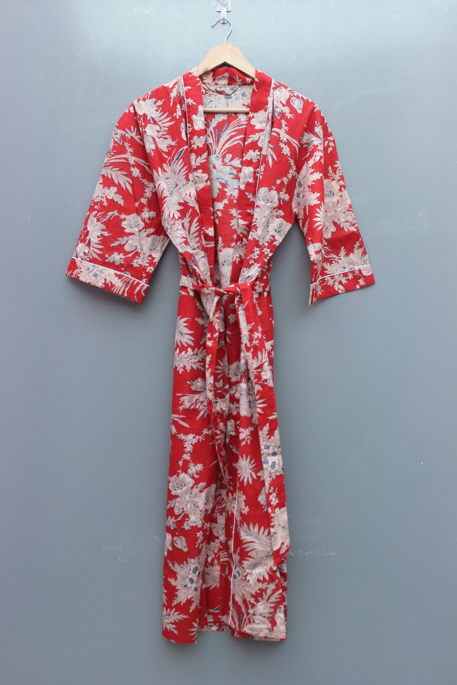 Express-Lieferung - Baumwoll-Kimono-Roben, Blumendruck-Kimono, Weiche Und Bequeme Bademäntel, Wickelkleid von Bhatyanihandicraft