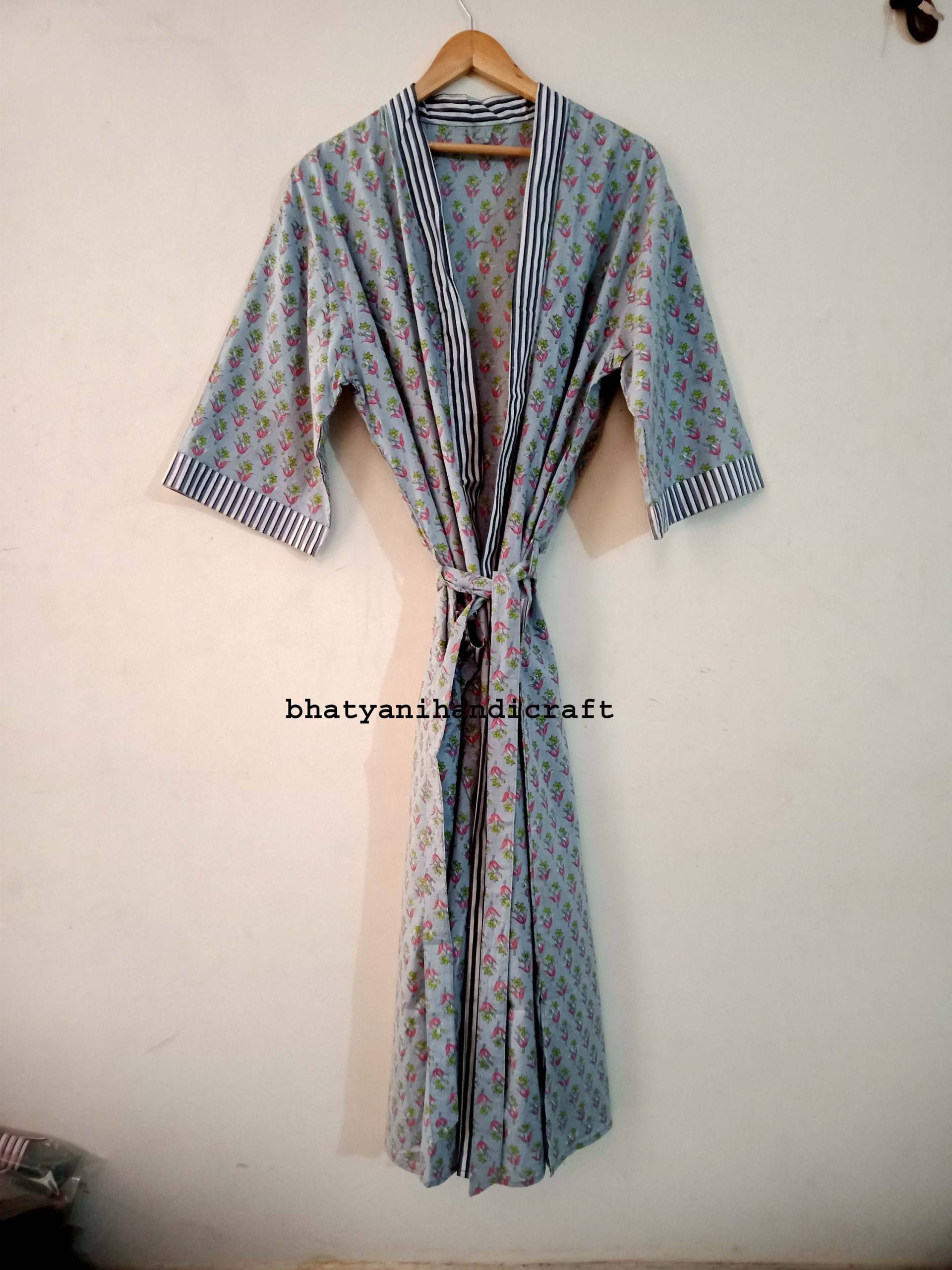 Wunderschöner Kimono Aus Baumwolle, Morgenmantel, Duschbademantel, Brautmantel, Brautjungferngeschenk, Wickelkleid, Umstandsmode von Bhatyanihandicraft