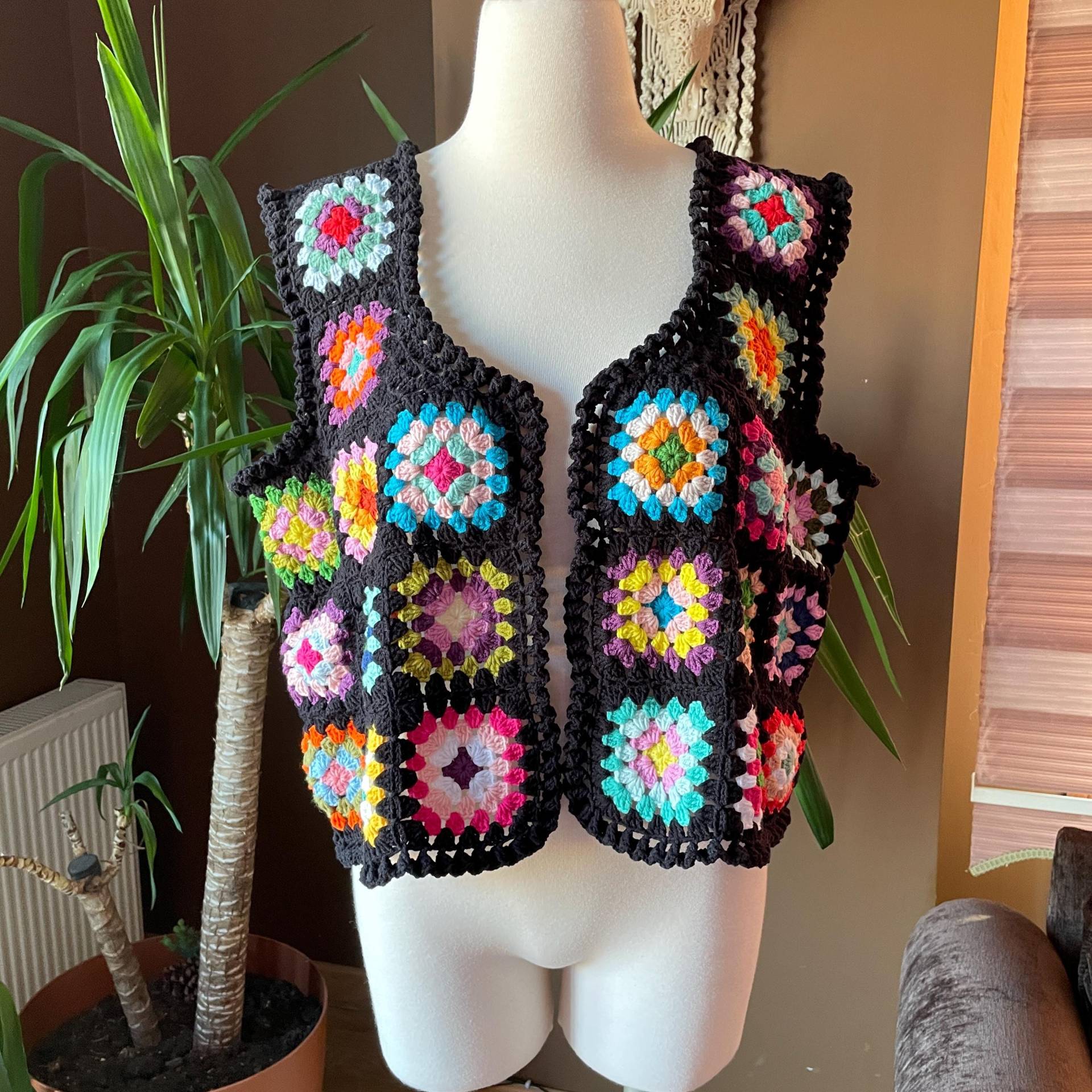Crochet Grandma Square Weste Handgemachte Baumwoll Boho Weste von Bhavass