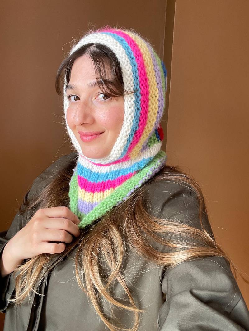 Handgestrickte Mohair Balaclava Bunte Winter Ski Maske von Bhavass