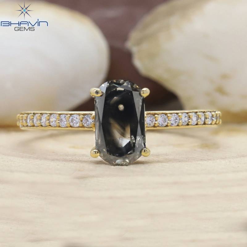 18K Gelbgold 1, 07 Karat Oval Salz Und Papper Diamant Verlobungs - Und Ehering Set Mit Funkelnden Nebensteinen von BhavinGems