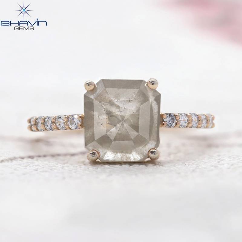 18K Rose Gold 2.14 Ct Smaragd Weiß Diamant Ring Brillantschliff Mittelstück Und Funkelnde Seitliche Diamanten von BhavinGems