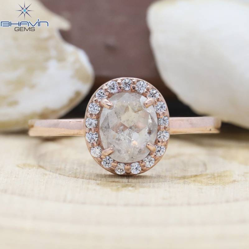 18K Rose Gold Oval Weißer Diamant Verlobungs - Und Ehering Set Mit Funkelnden Seitensteinen von BhavinGems
