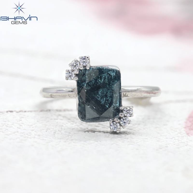 18K Scheibe Diamant Weißgold Ehering Set Faszinierende 0.79 Ct Mittelstein von BhavinGems