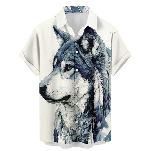 Herren Hawaiihemden Kurzarm Button Down Hemd Regular Fit Casual Loose Fit Shirts, 05 Gradient Wolf, XX-Large Herren Hawaiihemden Kurzarm Button Down Hemd Regular Fit Casual Loose Fit Shirts, 05 Gradient Wolf, XX-Large von Bhlounplo