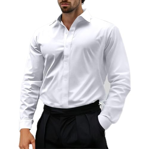 Bhnyku Herren Hemden Bügelfrei Regular fit Oberhemden Herren Langarm Unifarben Stretch Freizeithemden Businesshemd Anzug Hemd Black Friday Angebote 2025 ab wann von Bhnyku