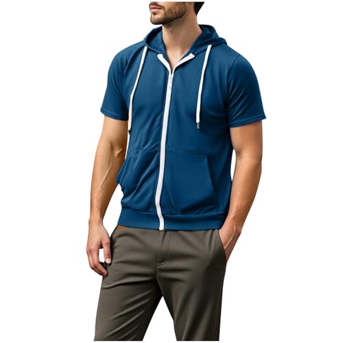 Hoodie Herren Kurzarm Einfarbig T Shirt mit Kapuze Schlank Kapuzenpullover mit Zip Outdoor Fitness Pullover Sommer Gym Oberteile Kordelzug Sport Tops Bequem Casual Kapuzenpulli Basic Fitnessshirt Hoodie Herren Kurzarm Einfarbig T Shirt mit Kapuze Schlank Kapuzenpullover mit Zip Outdoor Fitness Pullover Sommer Gym Oberteile Kordelzug Sport Tops Bequem Casual Kapuzenpulli Basic Fitnessshirt von Bhnyku