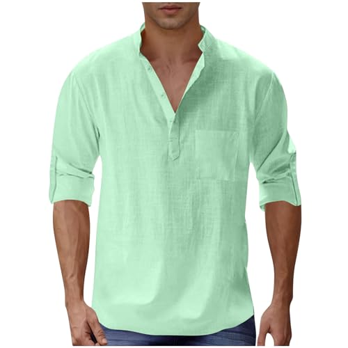 Leinenhemd Herren Langarm Einfarbig Musselin Hemden Baumwolle und Leinen Hemd Modische Langarmshirt Slim Fit Herrenhemden Half Knöpfe Freizeithemden Leichte Sommer Oberteile Bequem Sandstrand Top Leinenhemd Herren Langarm Einfarbig Musselin Hemden Baumwolle und Leinen Hemd Modische Langarmshirt Slim Fit Herrenhemden Half Knöpfe Freizeithemden Leichte Sommer Oberteile Bequem Sandstrand Top von Bhnyku