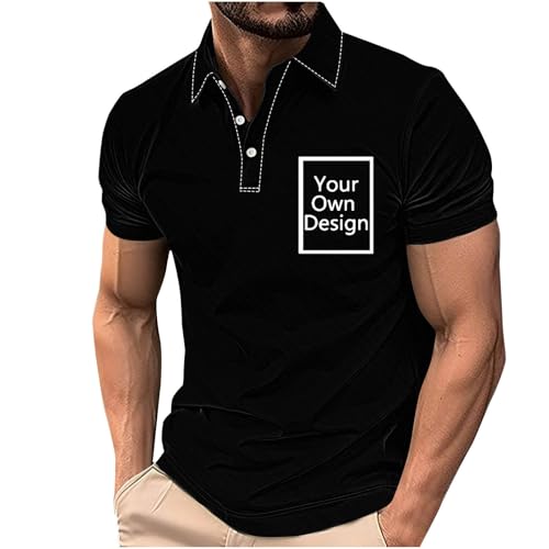 Personalisierter Poloshirt Herren Persönlichkeit Exklusive Individualisierung Polohemd Individuell Bedrucken Lassen Kurzarm Pullover Knopfleiste Revers Tennisshirt Slim Fit Golf Tshirt für Männer von Bhnyku