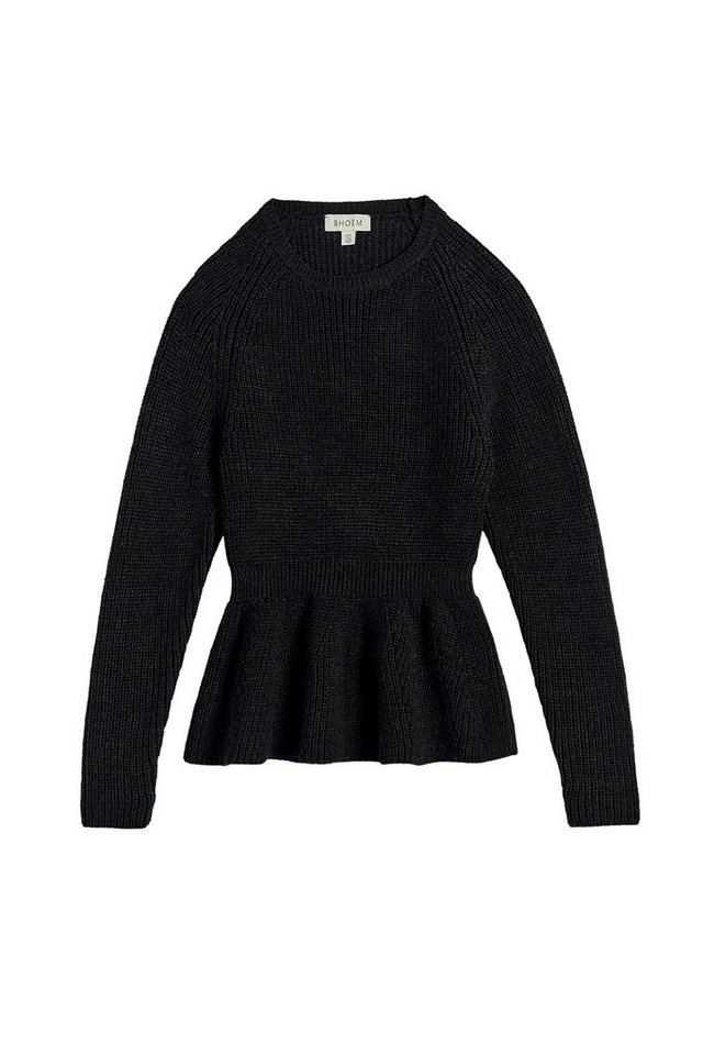 Bhoem Rundhalspullover BHOEM Rippstrickpullover mit Schößchen (1-tlg) von Bhoem
